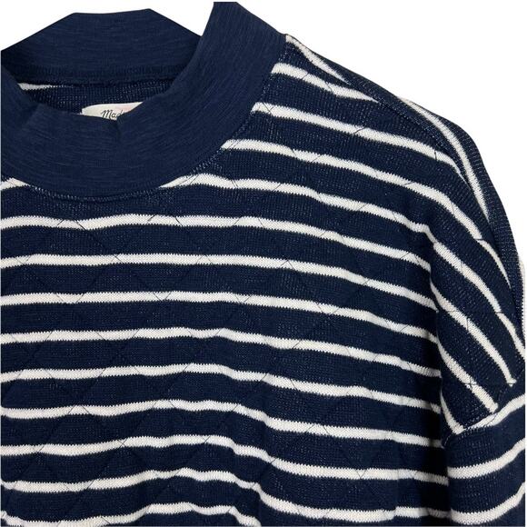 Madewell Quilted Mockneck Striped Sweatshirt Size Small - Picture 5 of 10